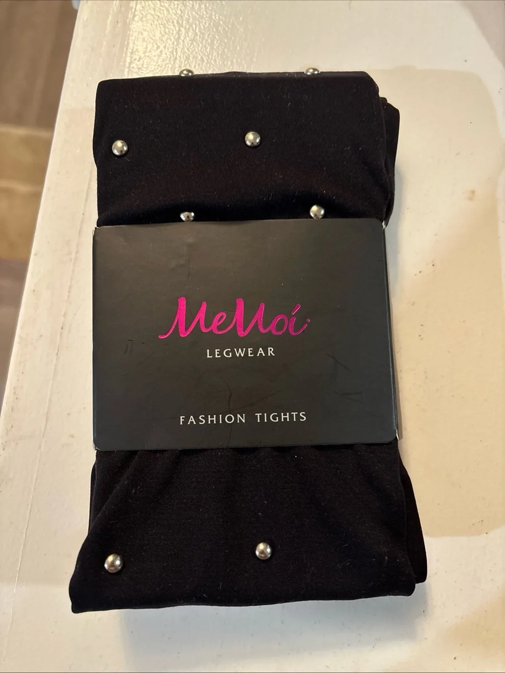 Memoi studded black tights new M/L